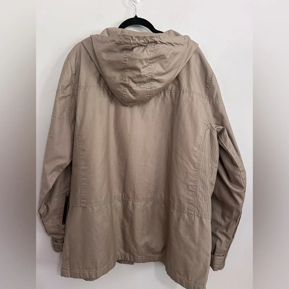 Hurley Men’s Green Waxed Covert Cotton Hood Field Jacket XL Streetwear Utility - Picture 4 of 10